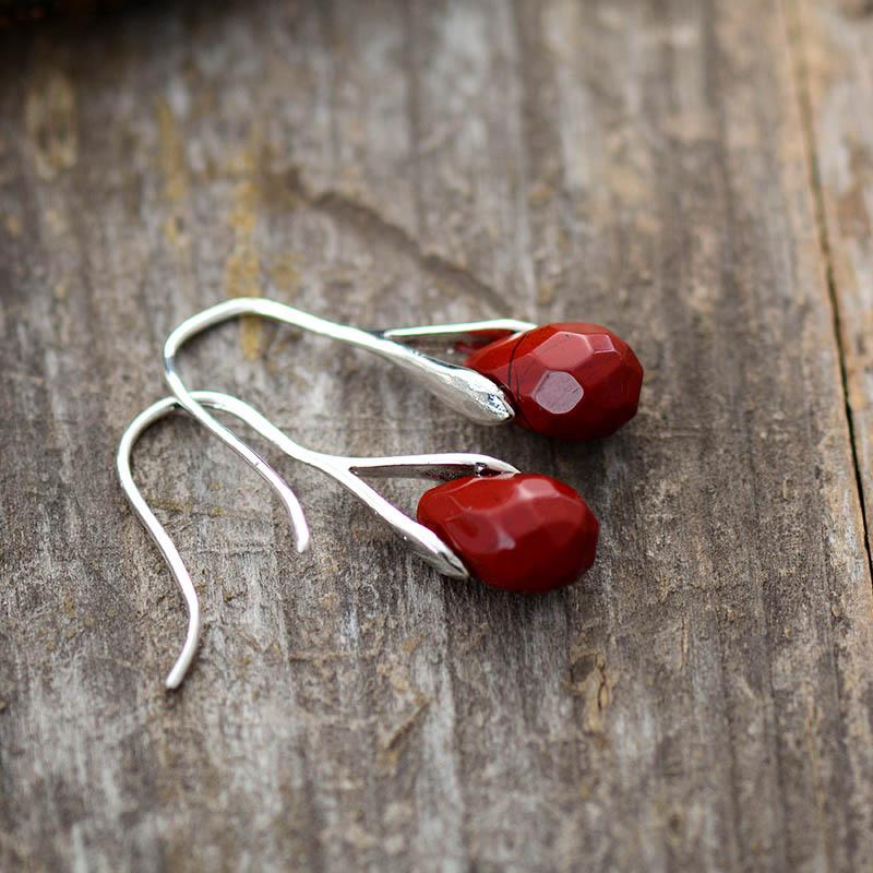 Elegant natural stone dangle earrings for women, featuring unique gemstones and sterling silver, a lovely gift.