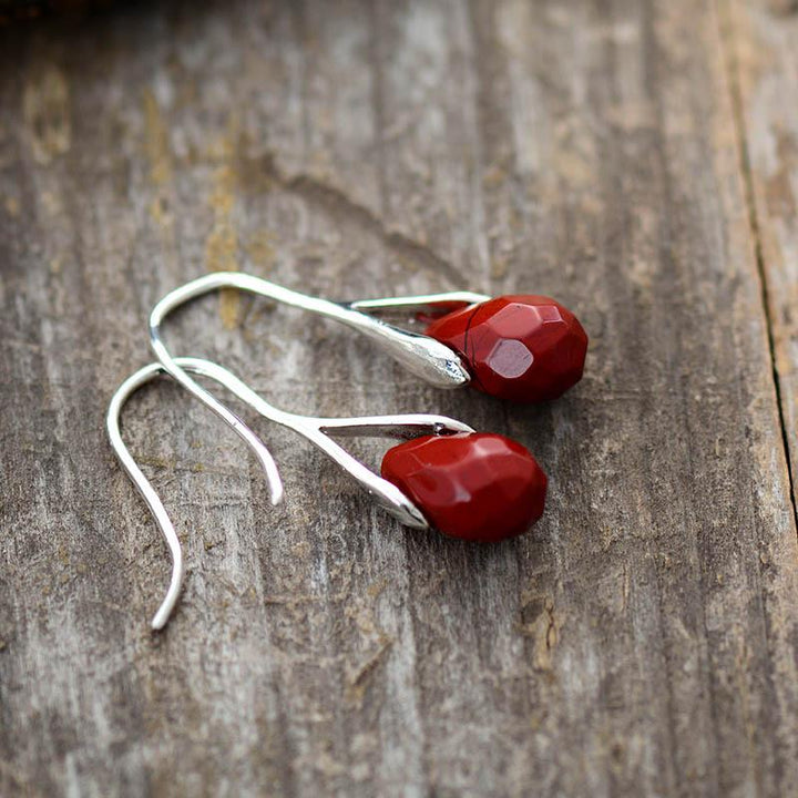 Elegant natural stone dangle earrings for women, featuring unique gemstones and sterling silver, a lovely gift.