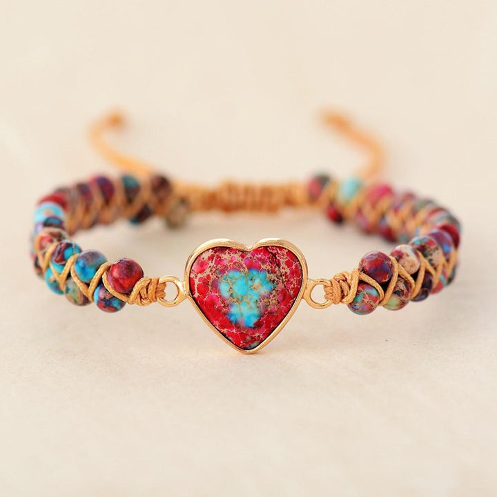 Amalina natural stone friendship bracelet with warm earthy tones, healing properties