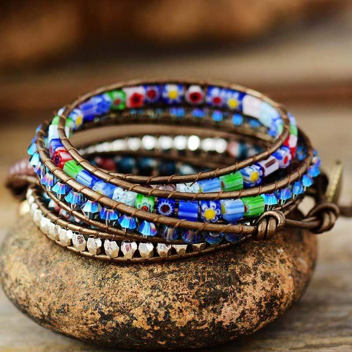 Elegant women's jasper wrap bracelet, multi-gemstone natural jewelry