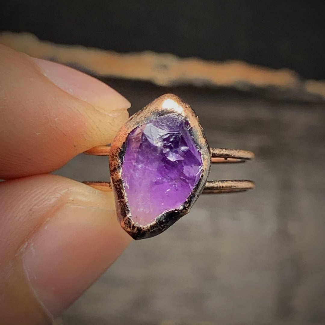 Natural Raw Birthstone Ring, adjustable unique gemstone, a healing gift for women.