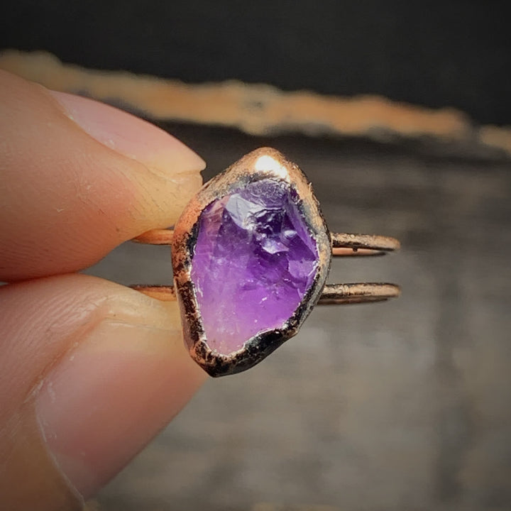 Natural Raw Birthstone Ring, adjustable unique gemstone, a healing gift for women.