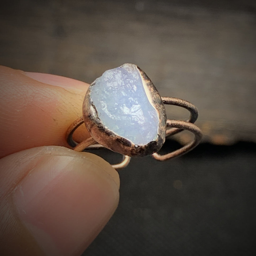 Elegant natural raw birthstone ring, adjustable women's gemstone spiritual gift.