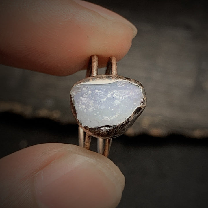Handmade adjustable raw crystal birthstone ring, women's natural healing jewelry.