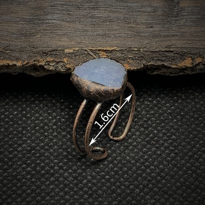 Spiritual gift: natural raw birthstone ring, adjustable crystal healing for women.