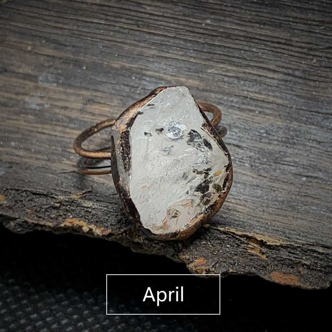 Natural Raw Birthstone Ring, adjustable crystal healing jewelry, a spiritual gift.