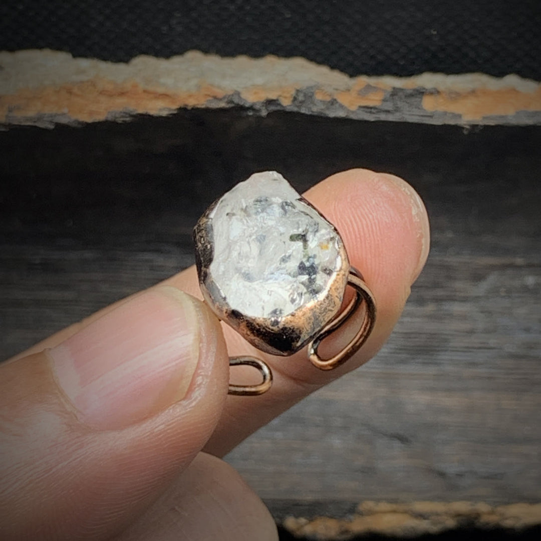 Adjustable Raw Crystal Birthstone Ring, women's natural gemstone spiritual jewelry.