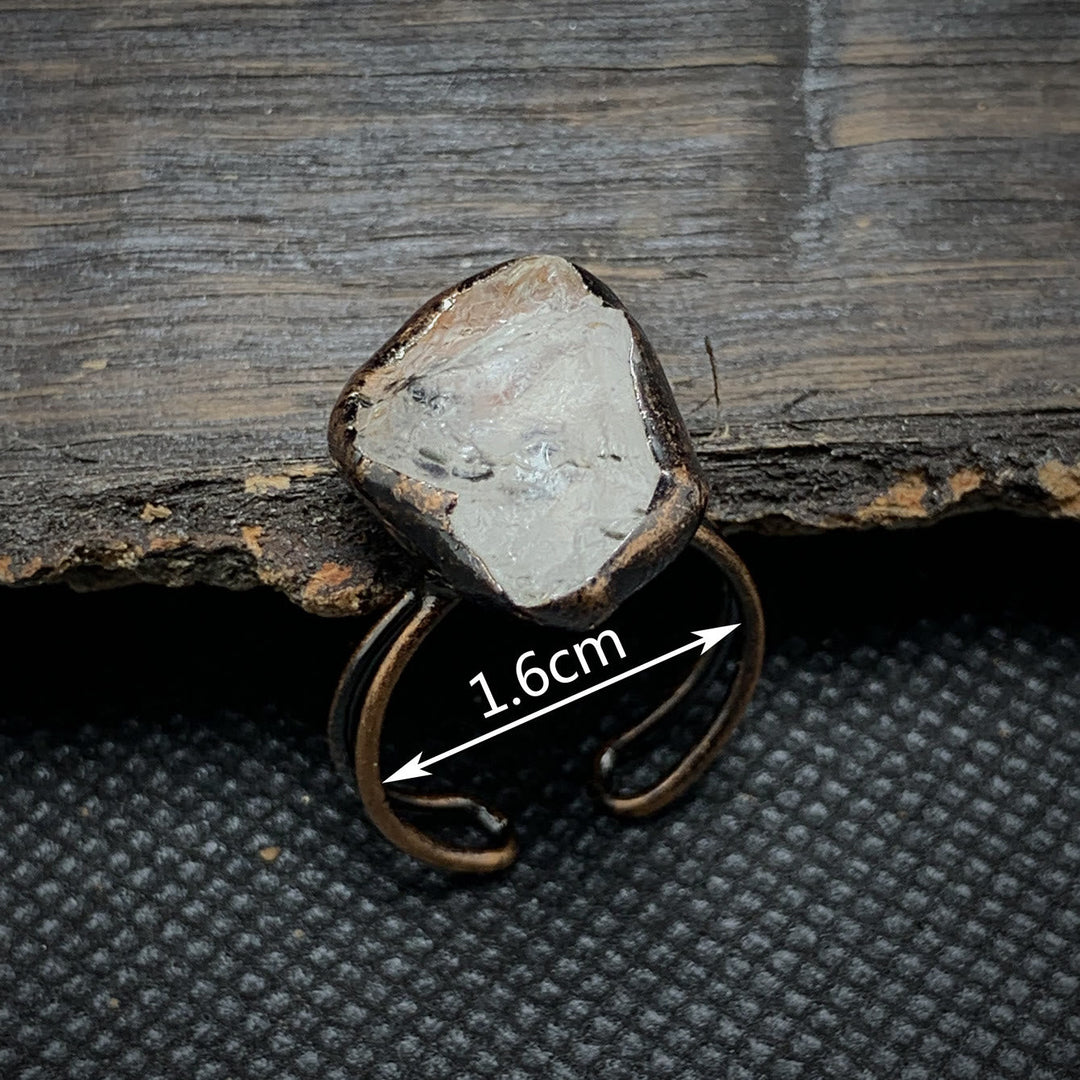 Dainty adjustable natural raw birthstone ring, women's crystal healing jewelry.