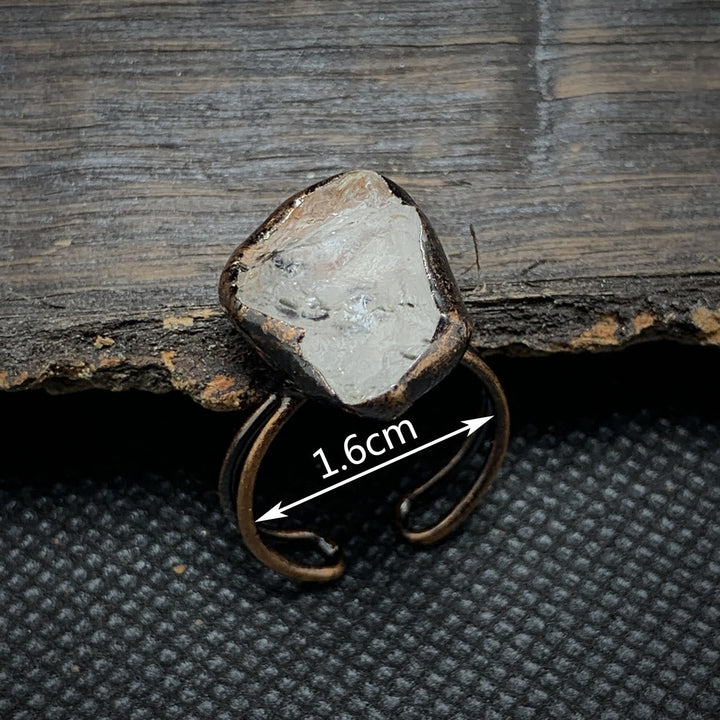 Dainty adjustable natural raw birthstone ring, women's crystal healing jewelry.