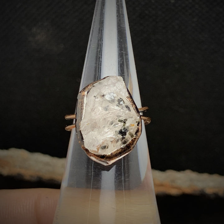 Elegant women's raw crystal birthstone ring, adjustable natural stone spiritual gift.