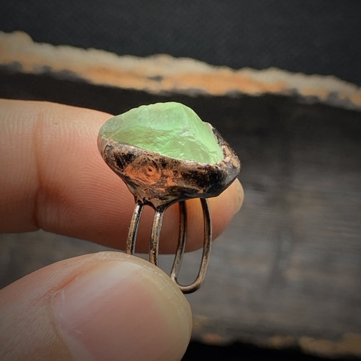 Unique natural raw birthstone ring, women's adjustable crystal healing spiritual.
