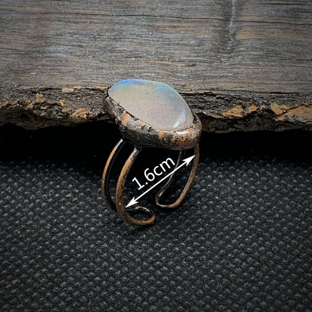 Women's natural raw birthstone ring, adjustable, unique crystal healing jewelry.