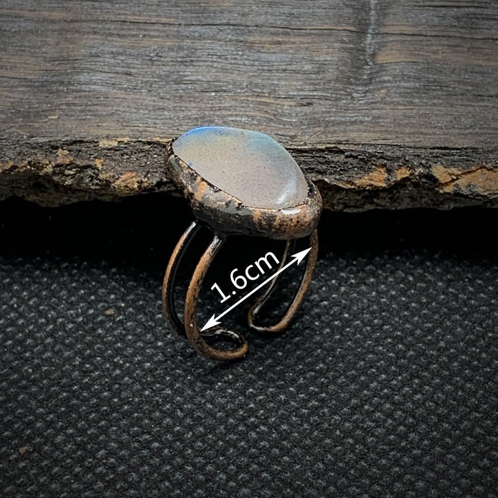 Women's natural raw birthstone ring, adjustable, unique crystal healing jewelry.