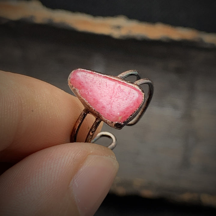 Bohemian women's natural raw birthstone ring, adjustable crystal healing spiritual.