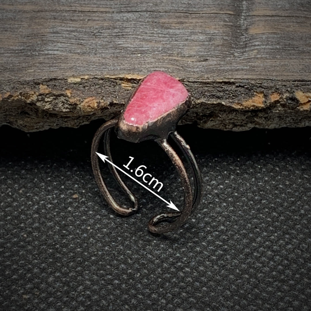 Unique women's adjustable raw crystal birthstone ring, natural stone healing.