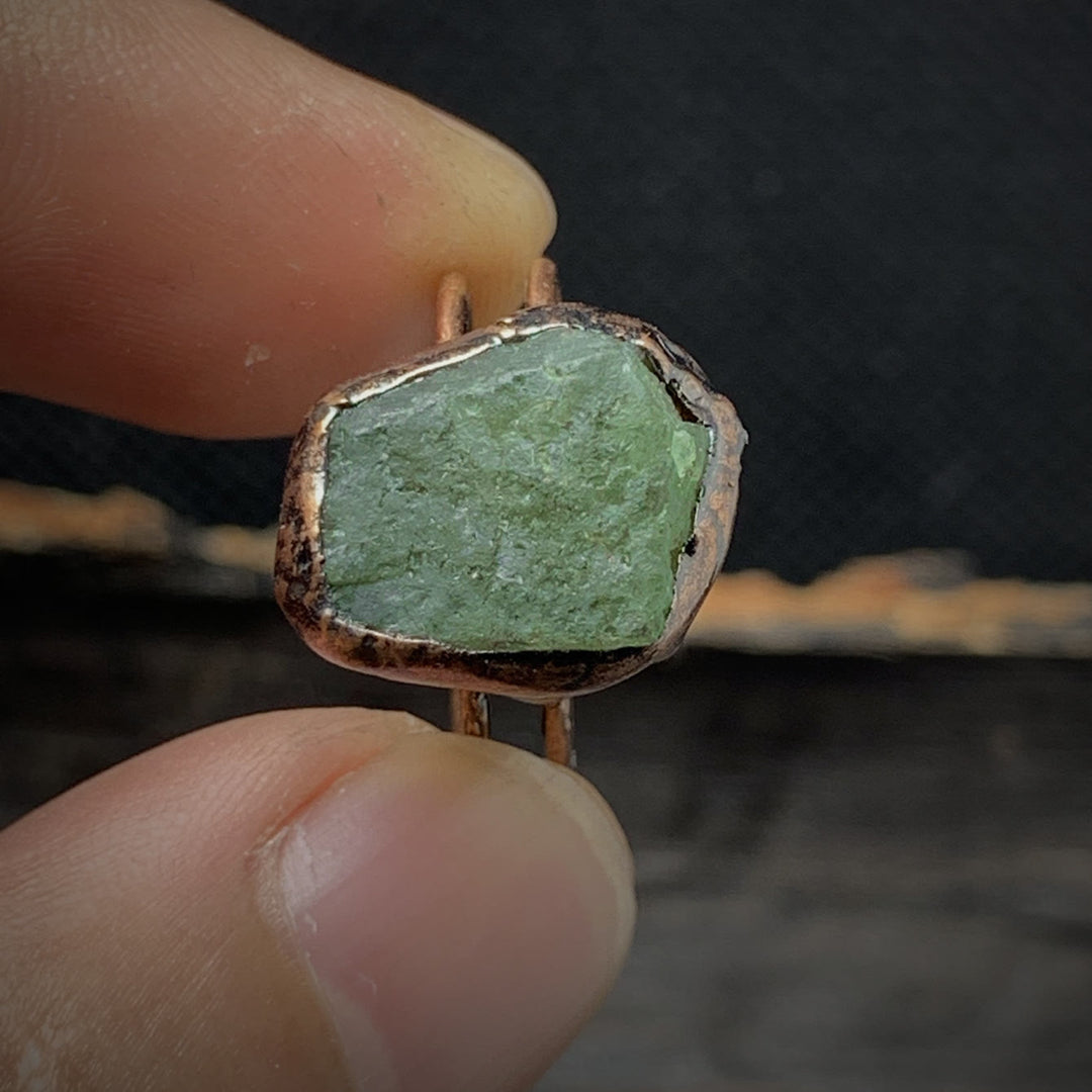 Elegant women's raw crystal birthstone ring, adjustable natural stone jewelry.