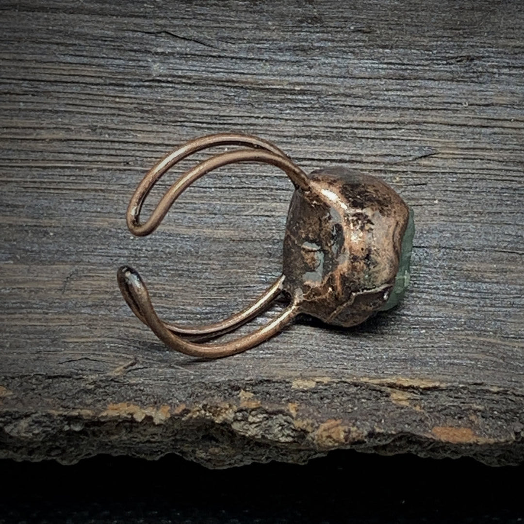 Handmade adjustable raw gemstone birthstone ring, natural crystal healing for women.
