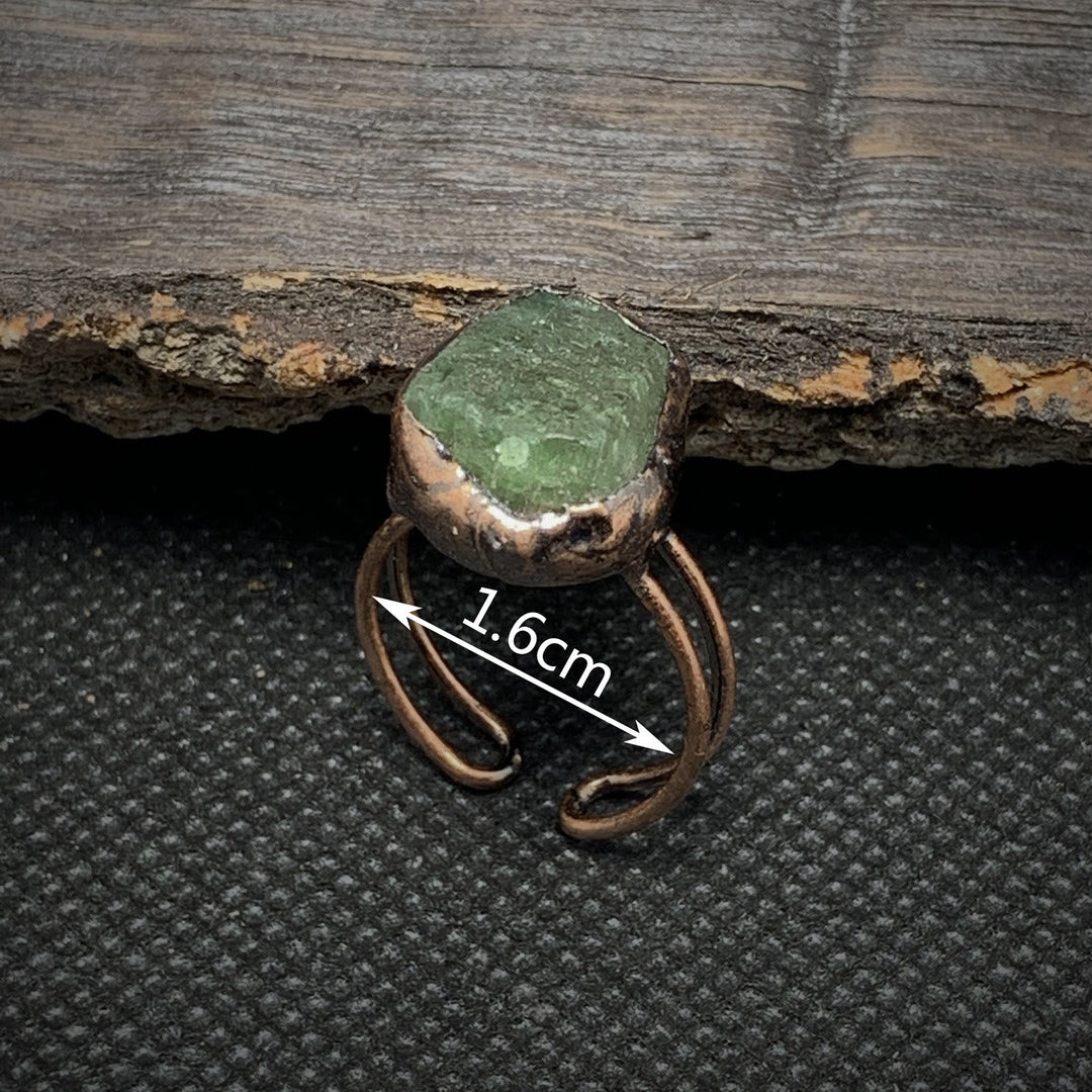Bohemian natural raw birthstone ring, adjustable crystal healing for women.