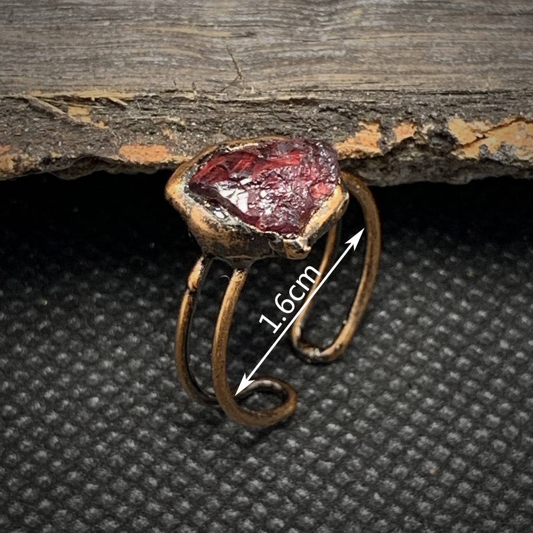 Dainty Raw Crystal Birthstone Ring for women, adjustable natural healing jewelry.