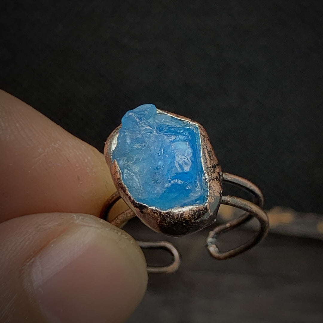 Adjustable raw crystal birthstone ring, women's natural gemstone spiritual.