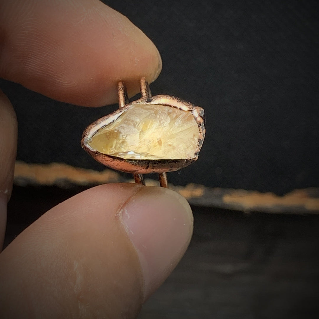 Unique women's adjustable raw crystal birthstone ring, natural stone.