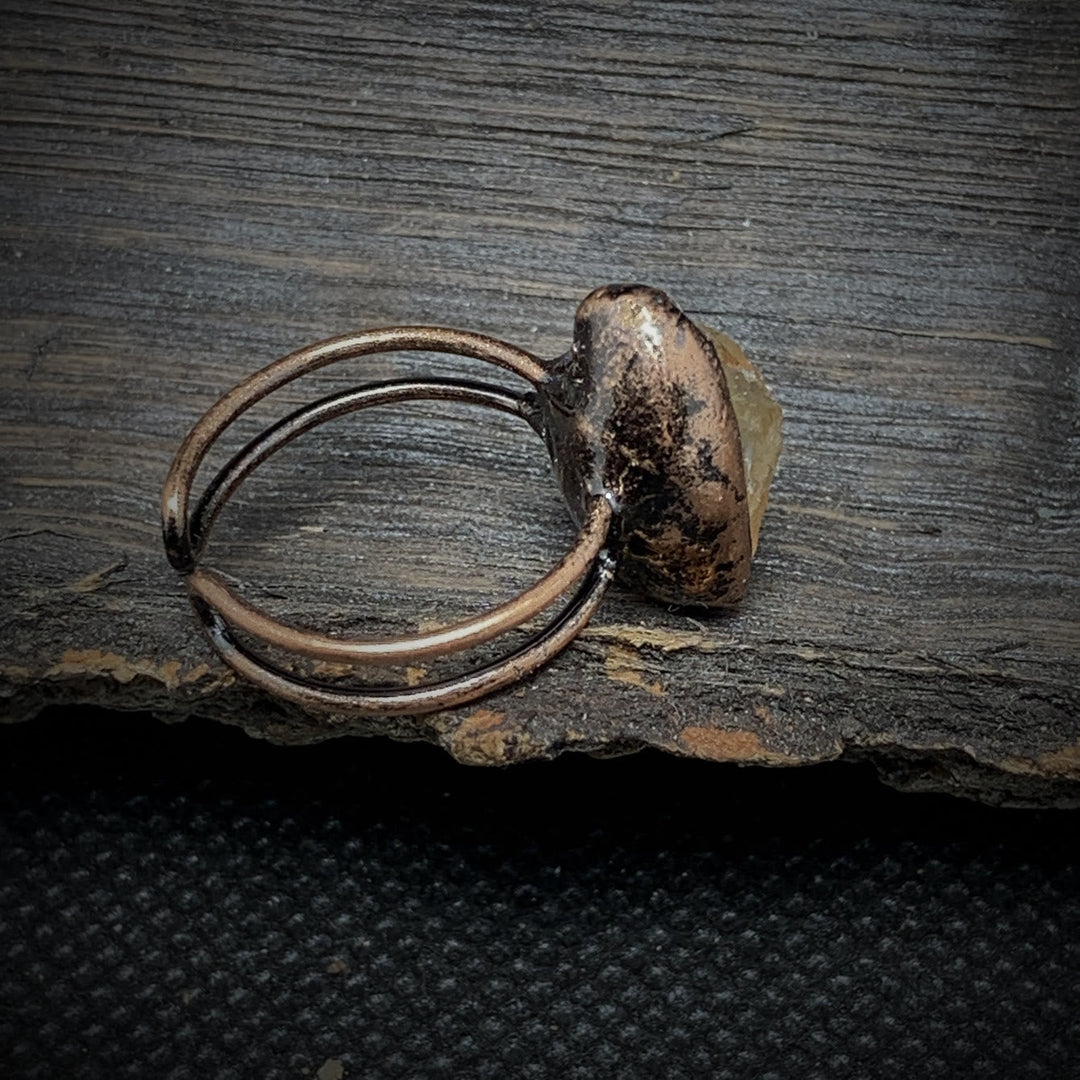Natural Raw Birthstone Ring, adjustable crystal healing jewelry, spiritual for her.