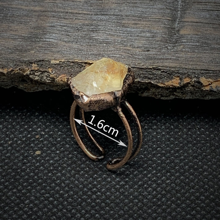 Adjustable Raw Crystal Birthstone Ring, women's natural gemstone jewelry.