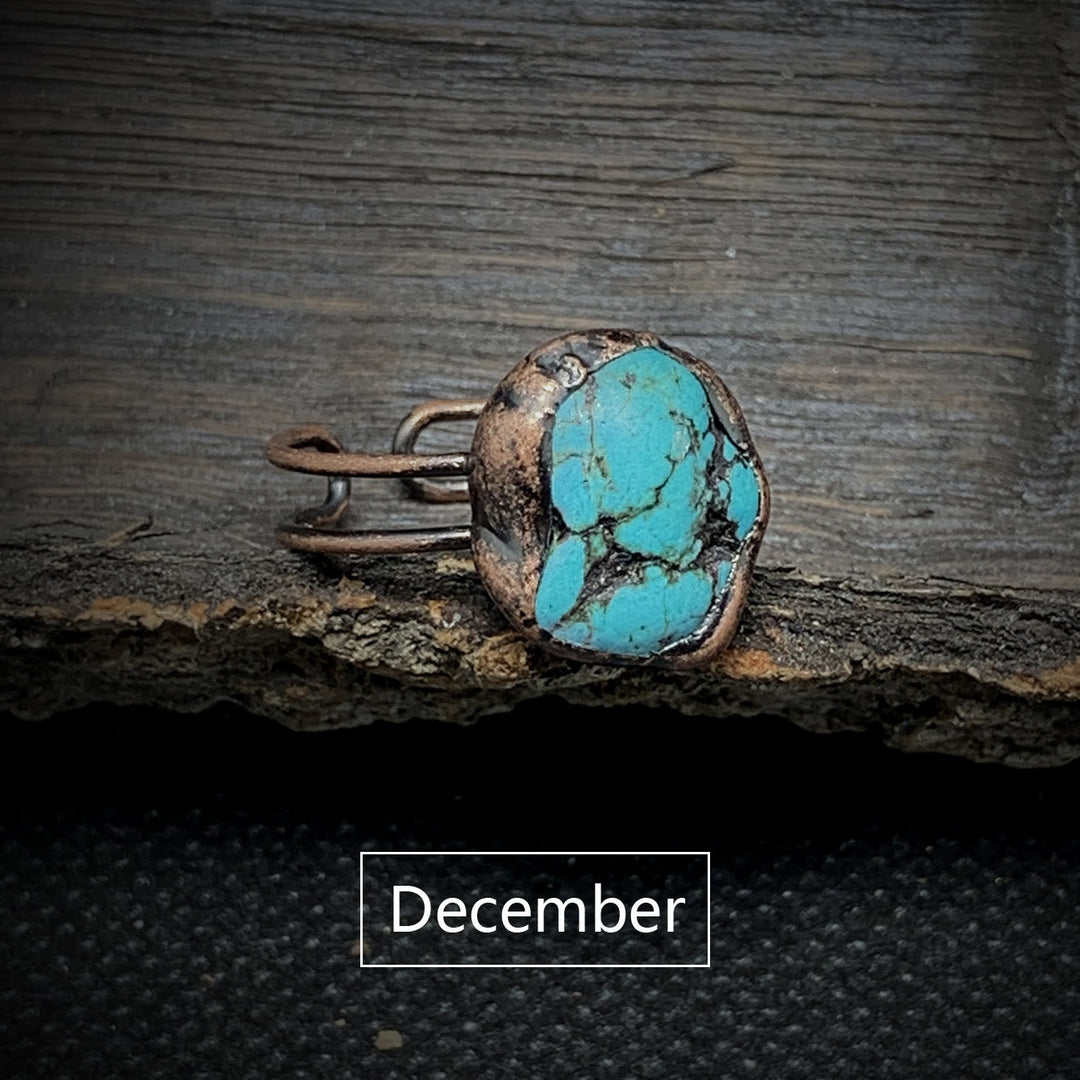 Elegant women's raw crystal birthstone ring, adjustable natural stone.