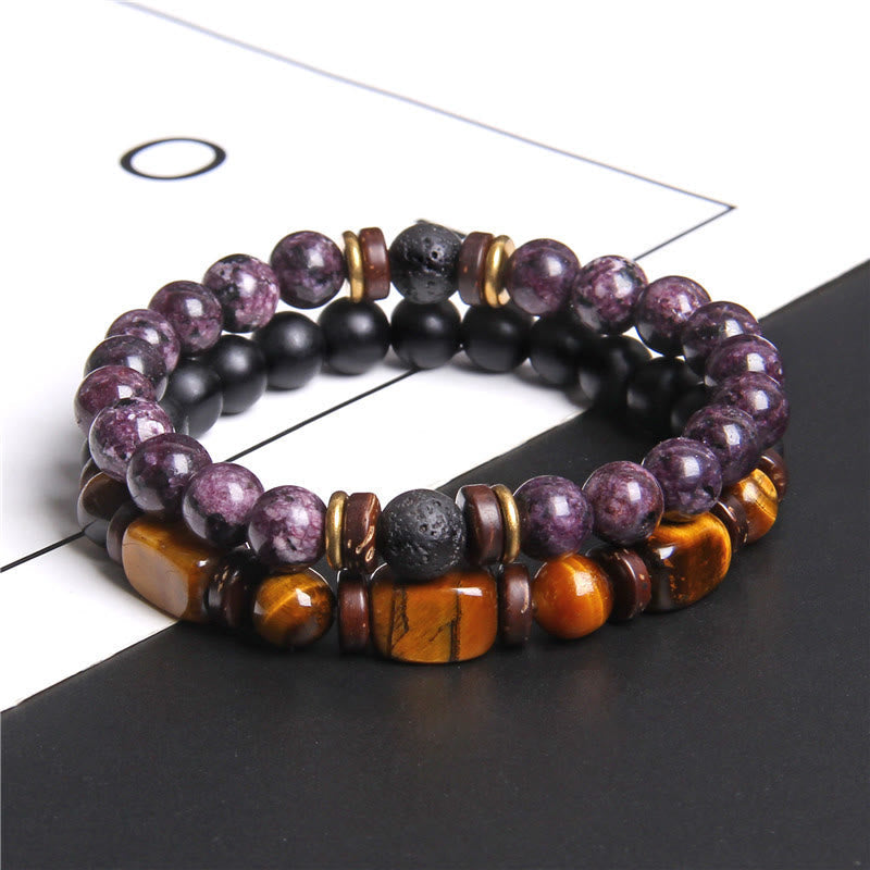Elegant women's natural stone bracelet, Tiger Eye & African Turquoise, spiritual accessory.