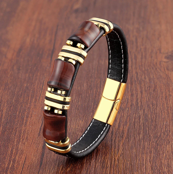 Women's natural tiger eye stone leather bracelet, a stylish and spiritual wristband