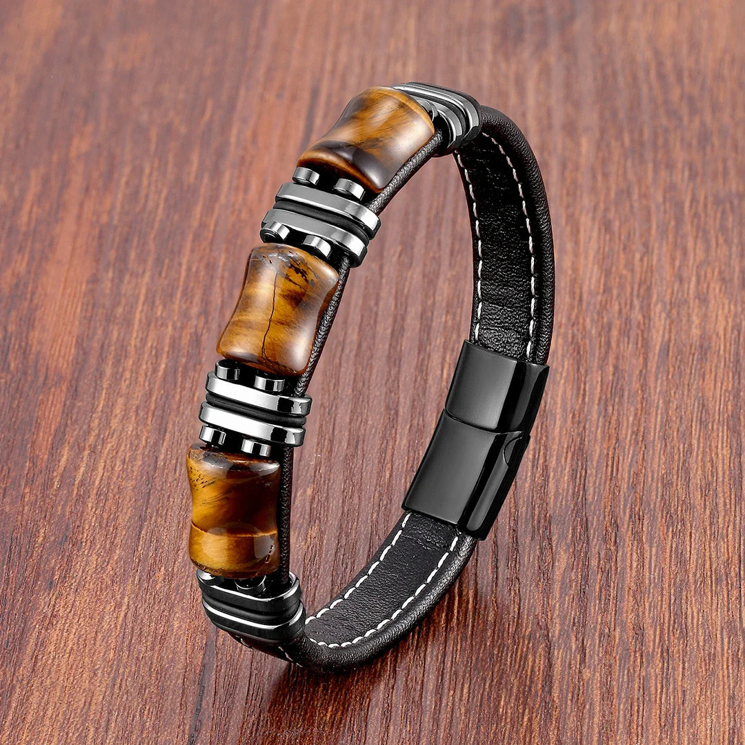 Studio shot of women's natural tiger eye stone bracelet, perfect fashion accessory