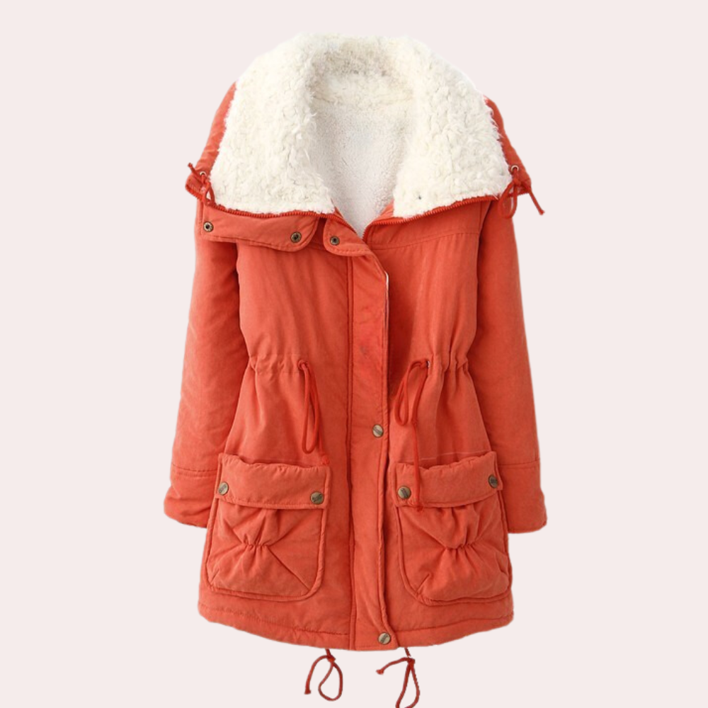 Stylish Noelle women's long sleeve winter coat, a cozy warm jacket for elegant fall fashion & cold weather.