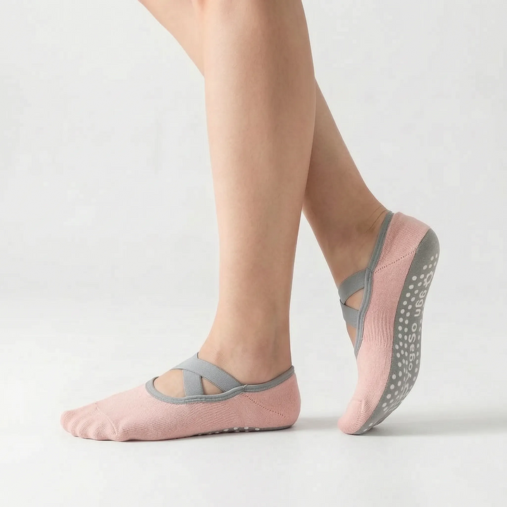 Non-slip grip socks for women, enhancing stability during ballet, yoga & Pilates workouts.
