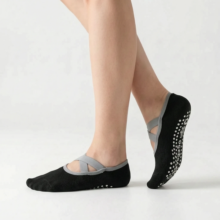 Secure non-slip ballet socks for women, providing essential grip for dance & studio fitness.
