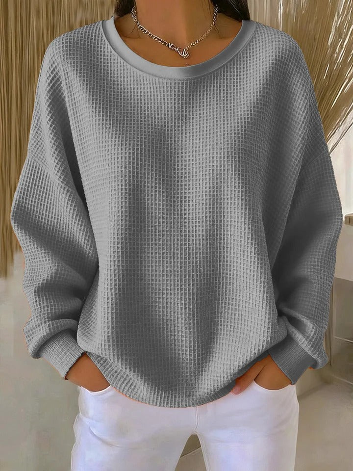 Comfortable women's classic pullover sweater, perfect relaxed fit knit for everyday timeless style.