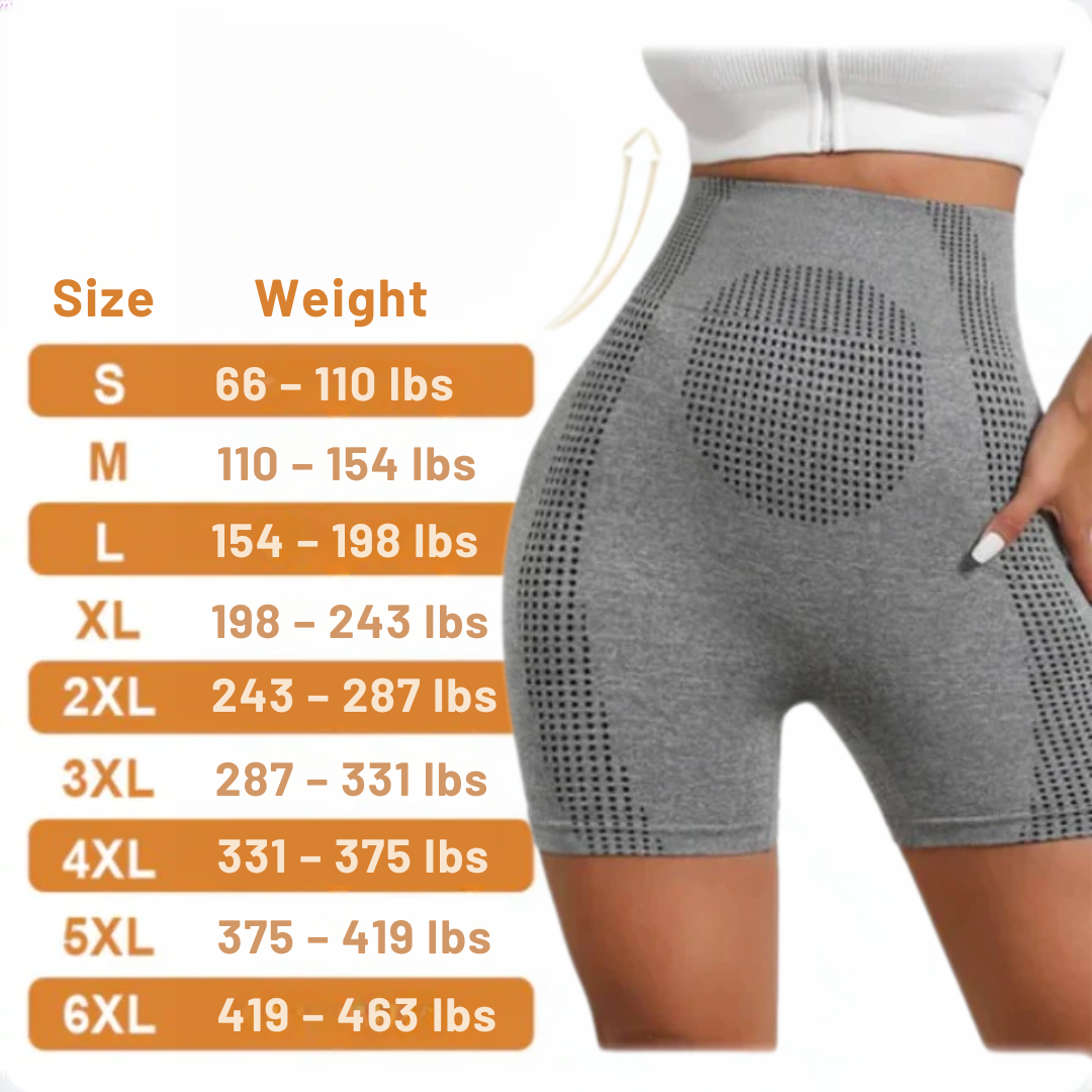 Nova women's activewear shapewear shorts. Corrective high waist body shaper provides sculpting, smoothing & push-up comfort.
