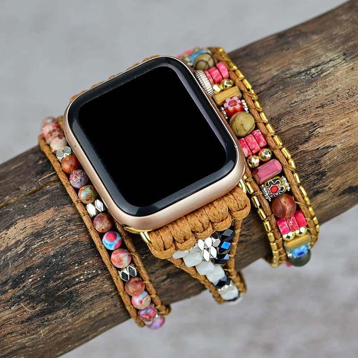 Stylish women's Nova natural gemstone smartwatch band featuring beautiful Imperial Jasper.
