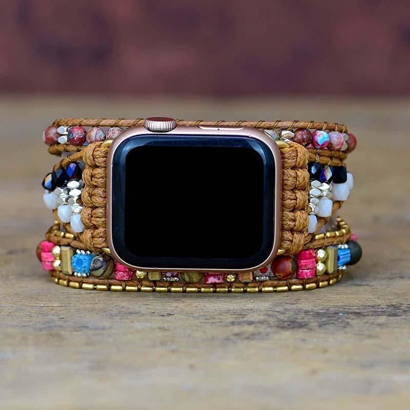 Women's Nova Natural Gemstone Apple Watch band crafted with genuine Imperial Jasper for smartwatches.