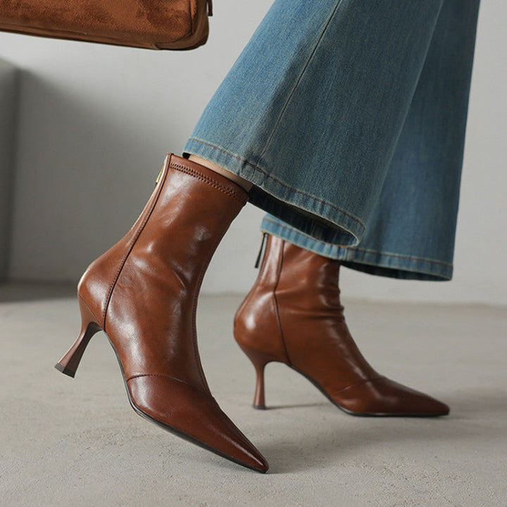 Women's NOVA pointed toe ankle boots with heels. Stylish & versatile fashion footwear for a chic look.