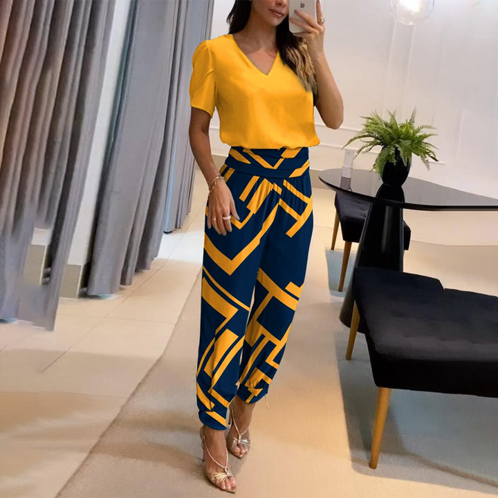 Stylish women's Nova printed jumpsuit, an elegant and comfortable fashion choice. Perfect for trendy casual or evening styles.