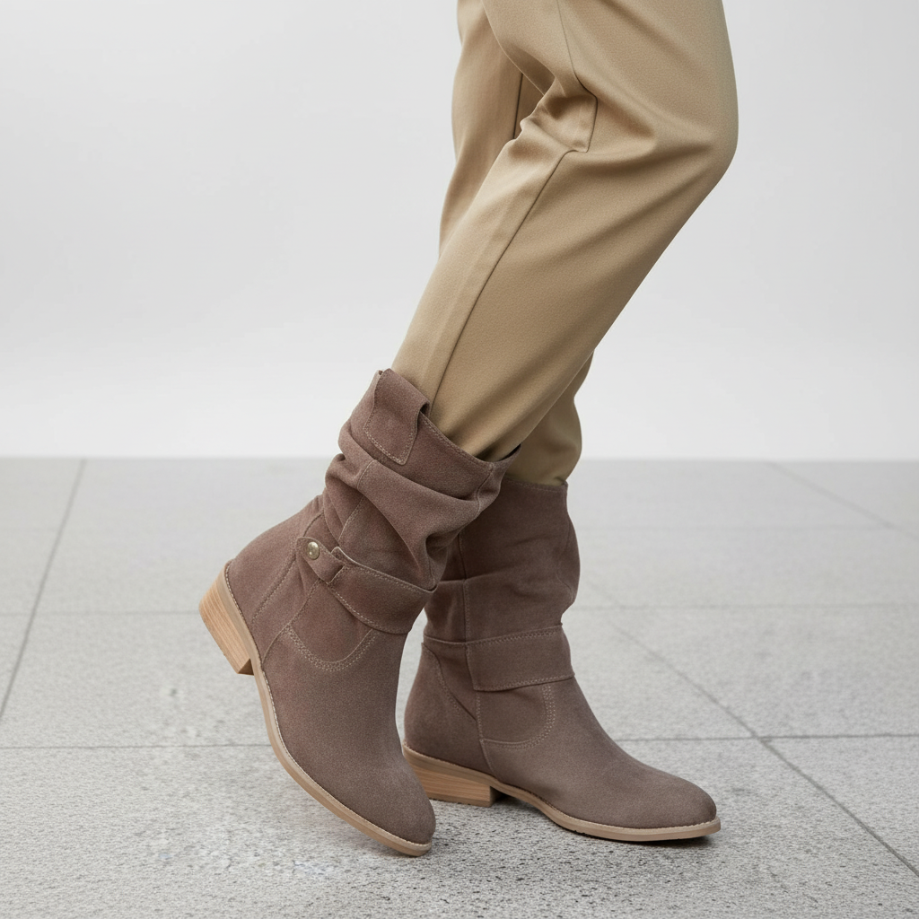 High-quality women's suede ankle boots, Nova model, offering warmth and sophisticated style.