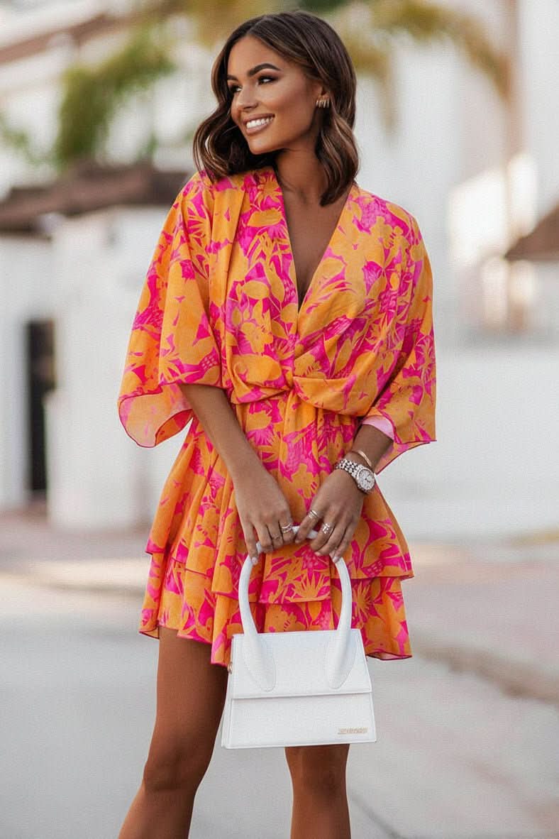 Women's off-shoulder bohemian mini dress, perfect for summer vacations, festivals, or casual parties.
