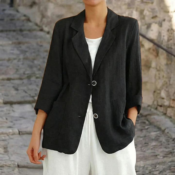 Women's Olivia relaxed fit blazer, a stylish and comfortable layering piece for casual or professional wear.