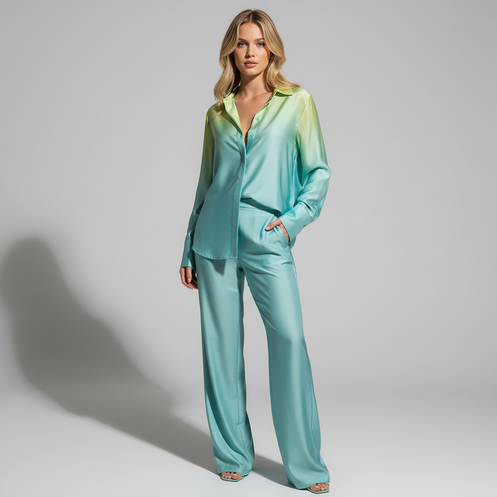 Stylish women's gradient fashion two-piece set, ideal for spring attire and comfort.