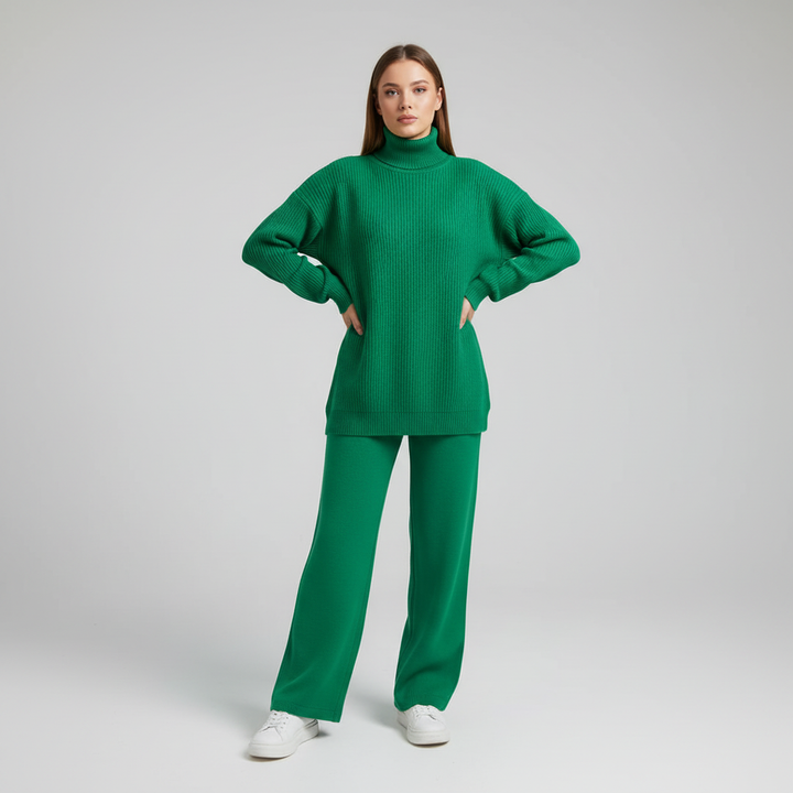 Elisa women's one-size knit set: a warm sweater and comfortable jogger pants for relaxed style