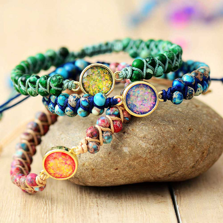 Opal and Jasper Earth bracelet (Gaia) with healing crystals, a women's natural stone gemstone jewelry piece.