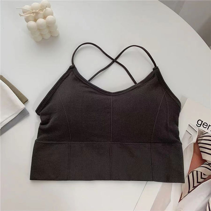 Black open back women's sport top, stretch fabric, excellent for high-intensity workouts