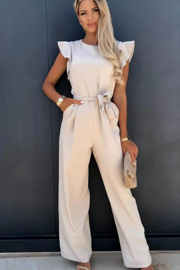 Black women's open back high-waist jumpsuit. Versatile, elegant, perfect for party wear or chic casual fashion.