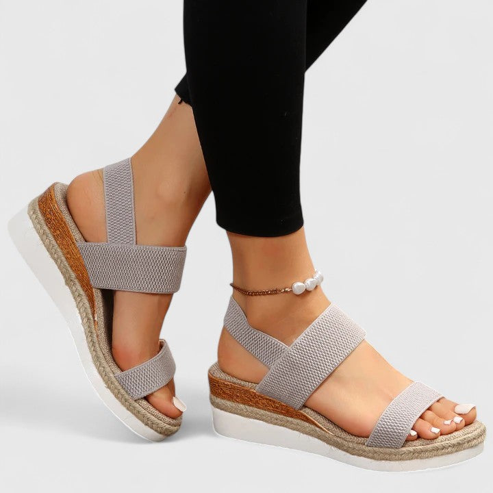 Comfortable women's orthopedic wedge sandals, ideal for plantar fasciitis support & all-day casual wear.