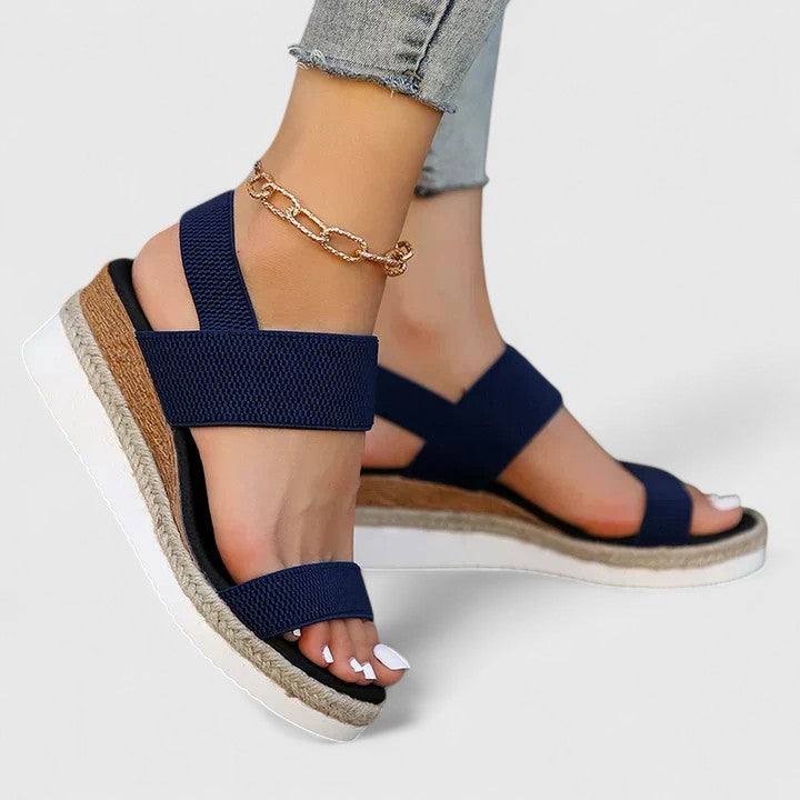 Women's comfy open-toe wedge sandals. Orthopedic design for all-day arch support & stylish summer relief.